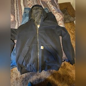 Carhartt Black, Medium,full zip hoodie, rain defender, sherpa lined
